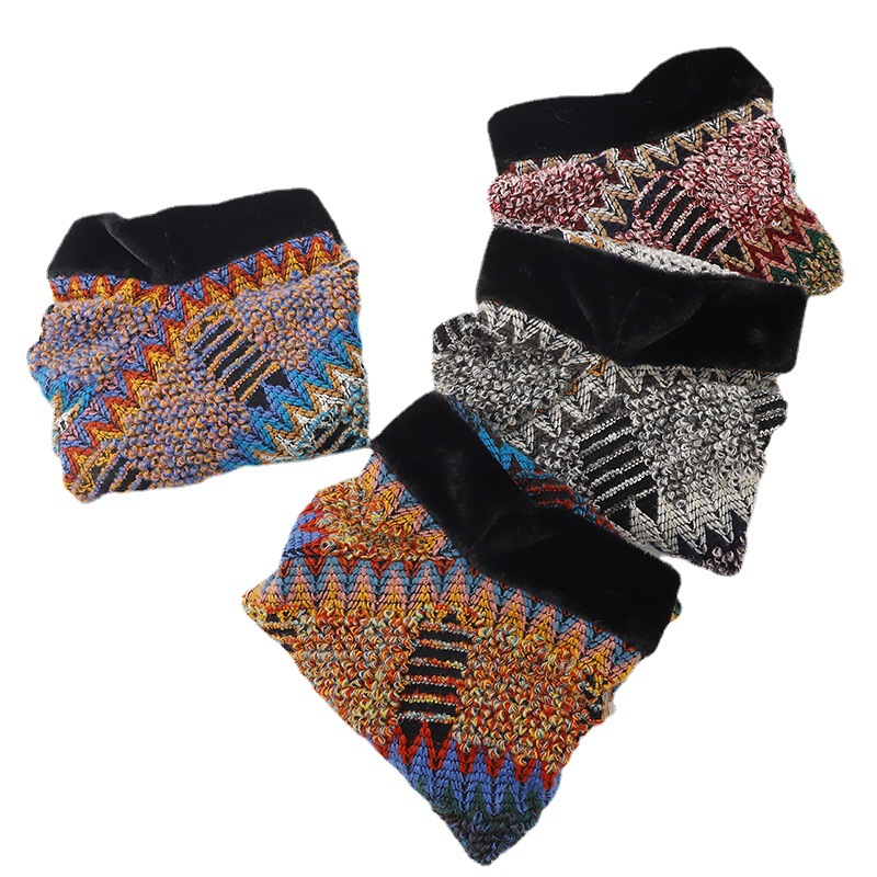 Chales étnicos de invierno chales de punto boho cuello alto cuello pequeño chal de toalla cuadrada adorno exterior Item Picture
