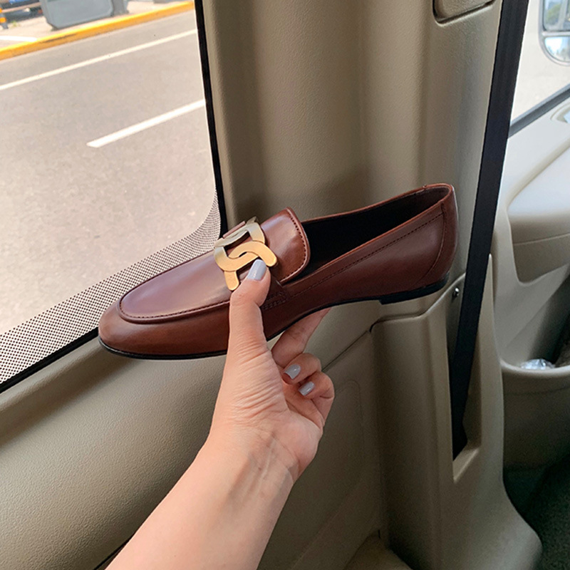 Grape Mother With Thick Soled Loafers Women's Spring And Autumn Shoes Retro Small Leather Shoes British Style Women's Shoes Summer