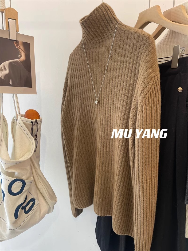 The high-neck sweater in the center! Thickened pit wool is slimming and loose. It can be worn as a base layer for women in winter pic 11