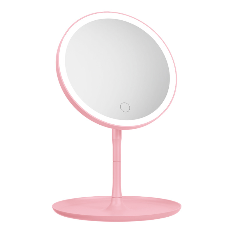 Wholesale of LED lighting for internet-famous makeup mirrors, desktop charging beauty mirrors, and three-color light sources for student dormitories Item Picture