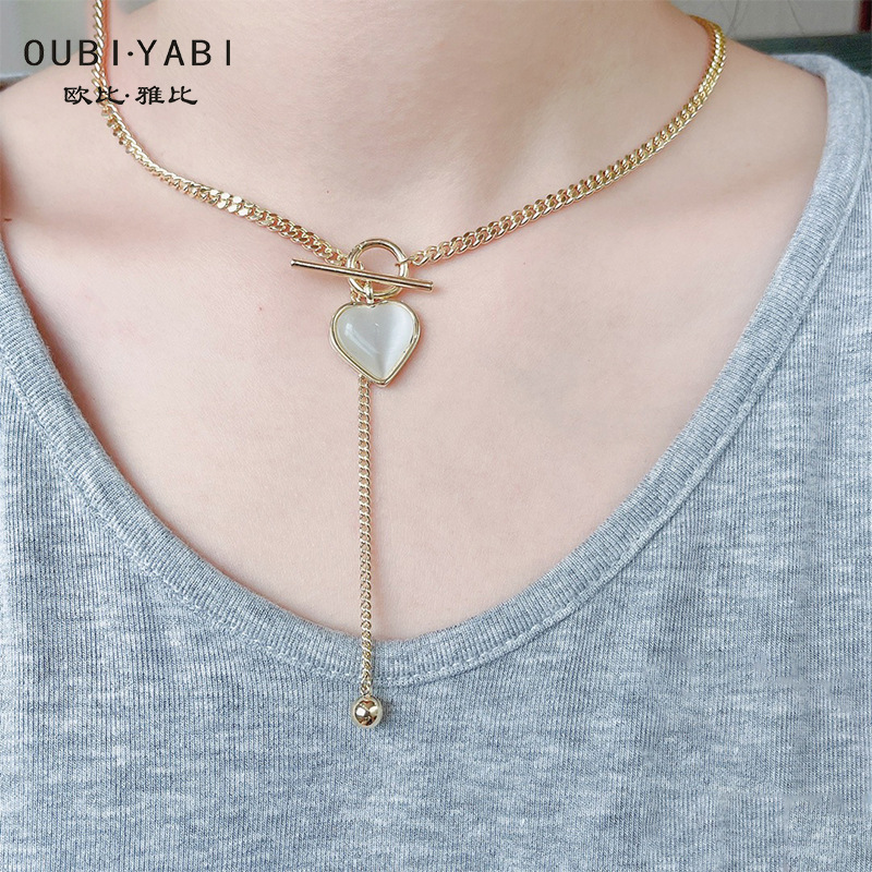 Obi new Cupid love necklace female light luxury niche design sense Instagram net red cold wind collarbone chain full figure