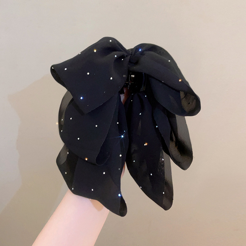 High-Grade Temperament Bow Ribbon Ponytail Hair Clip New All-Matching All-Matching Hair On The Back Of The Head Specification drawing