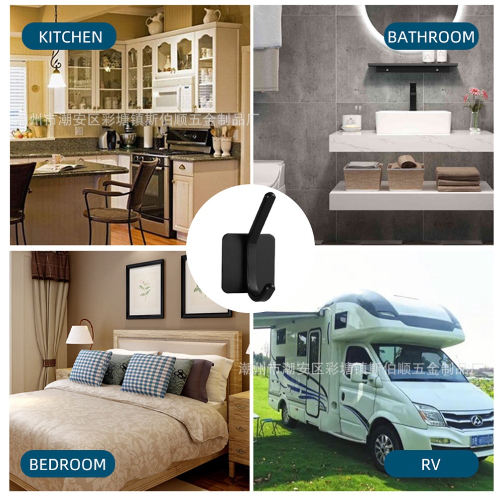 跨境太空铝免钉挂钩浴室衣钩单钩门后金属无痕挂钩厨房卫生间挂钩详情9