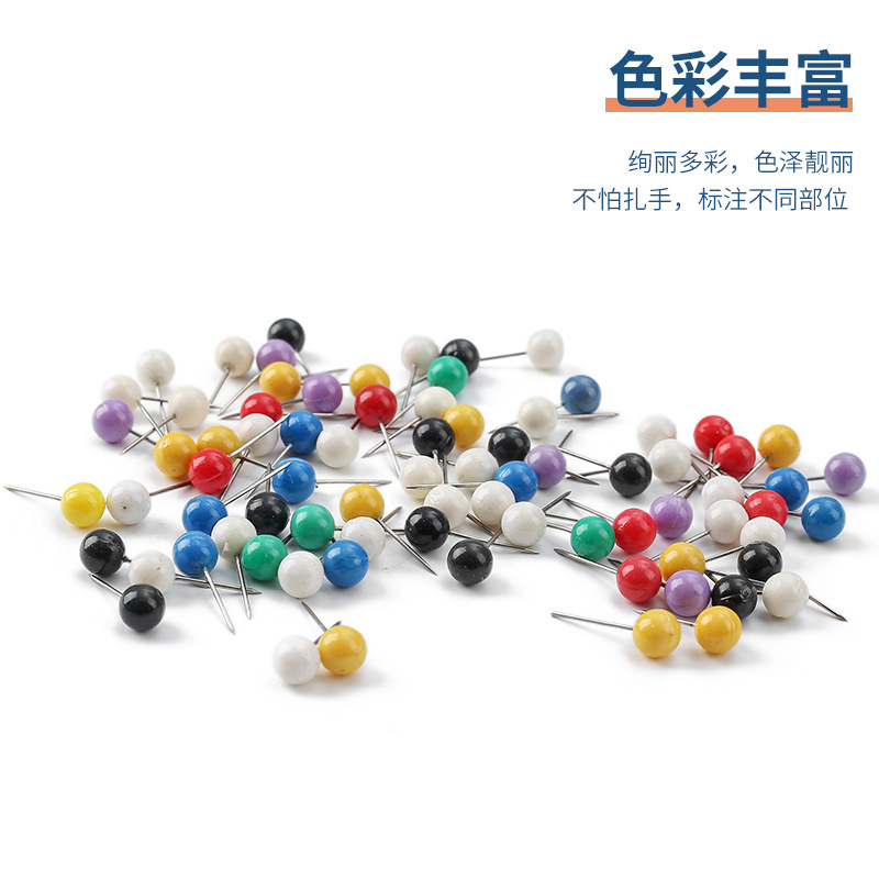 Color pearl positioning needle 6*17mm box map needle Stainless steel pearl pin clothing pin wholesale details Picture