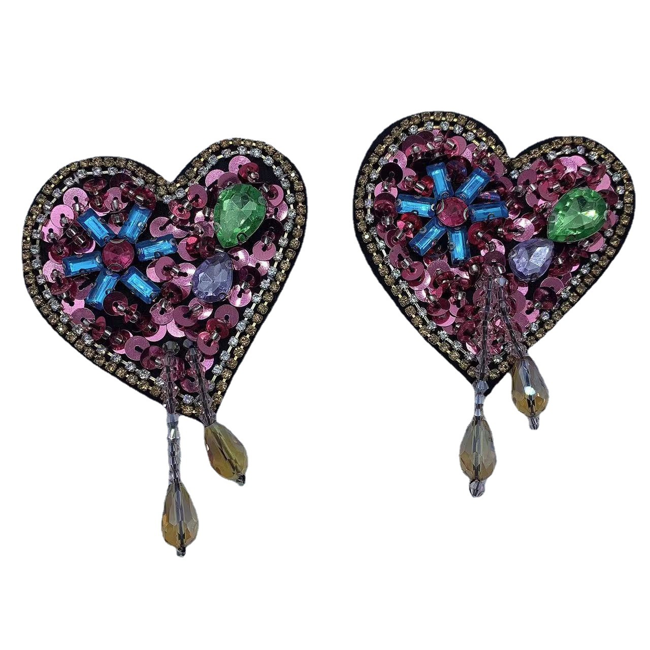 Lan Tong Manufacturers Supply Hot Selling Glass Love Pendant Heart Heart Clothes Bag Hat Accessories Clothing Accessories Item Picture