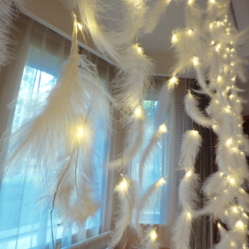Star lights, curtain decorations, small lights, colored lights, flashing lights, string lights, starry sky, girl's room, birthday, proposal, feather decoration