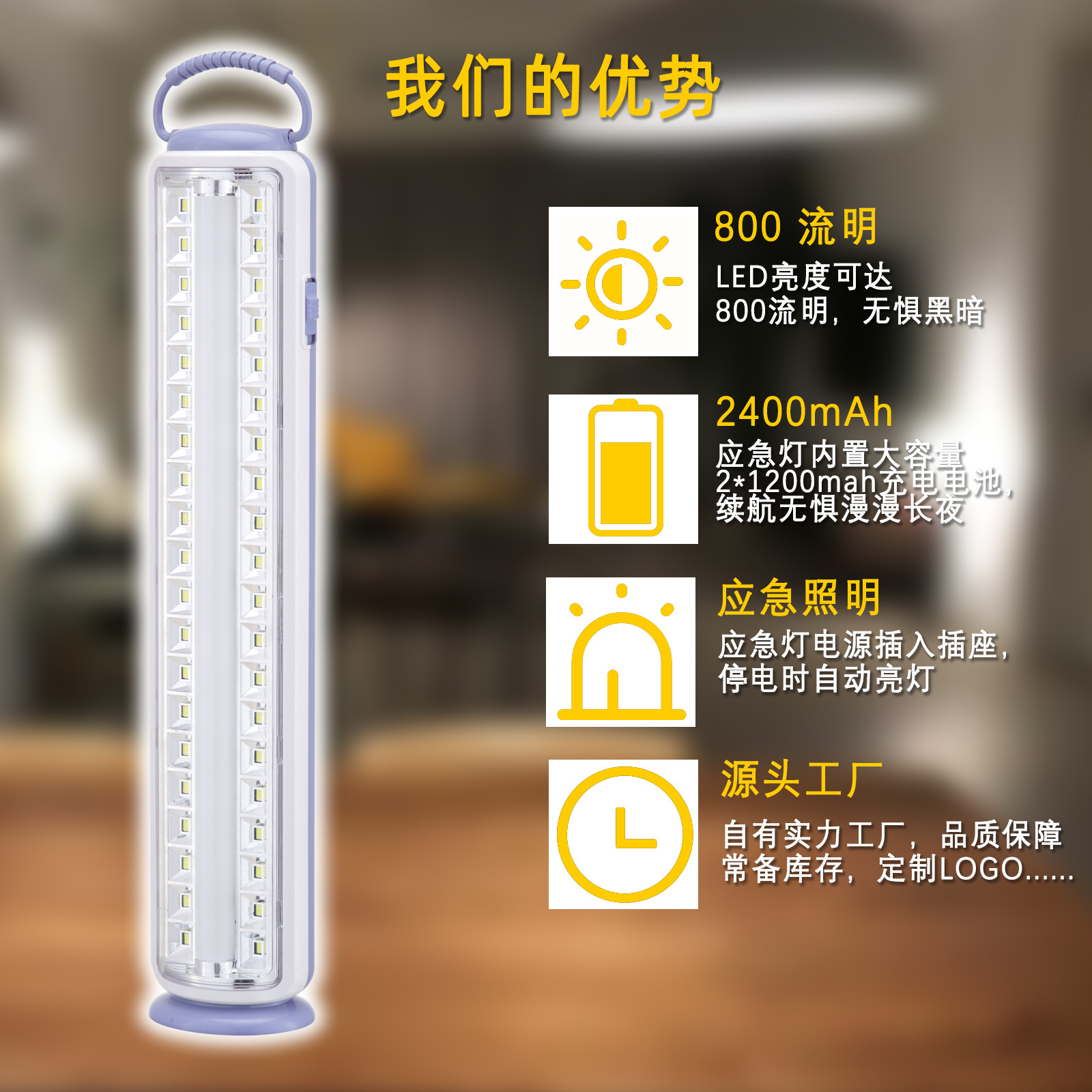 60LED charging emergency light, high-intensity outdoor camping light, household power outage multi-functional flashlight, can be hung and carried by hand Application Scenario