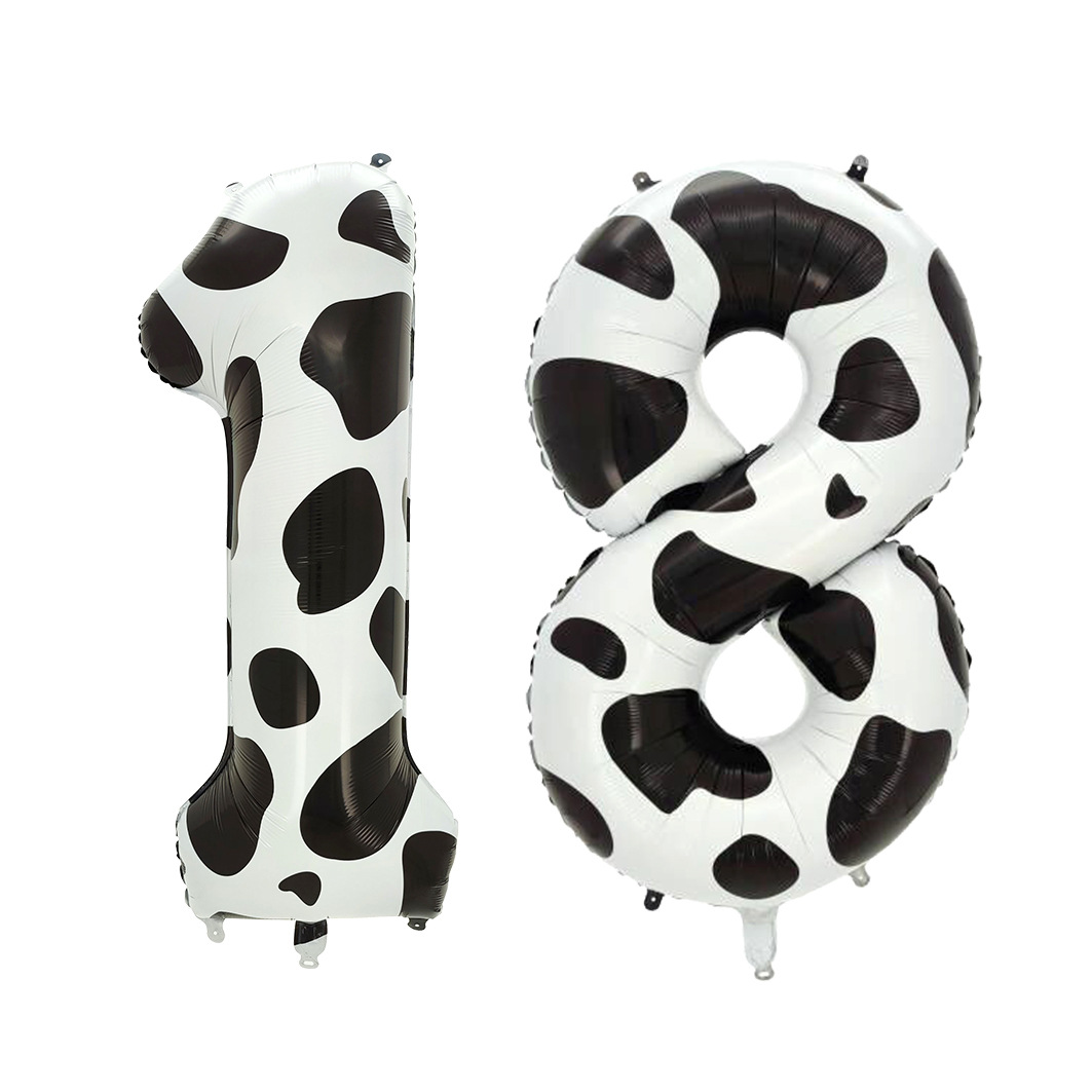 40 Inch Cow Print Digital Balloon Us Version Opalescent Aluminum Film Simple First Birthday Party Decoration Balloons Specification drawing