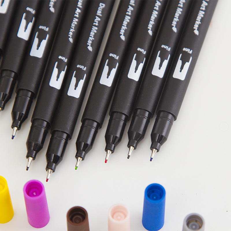 Cross-border stationery double-head cloth bag watercolor pen set wholesale water-based ink environmental protection washable art drawing pen Item Picture