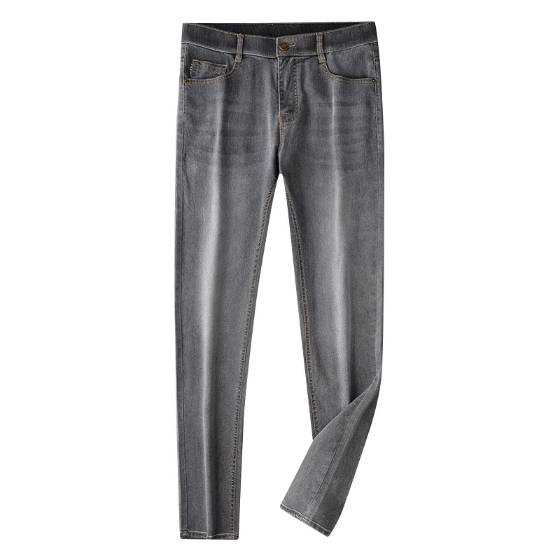High-end and fashionable Warhorse grey washable stretch jeans for men, slimming and petite legs, European casual and trendy men's trousers Item Picture