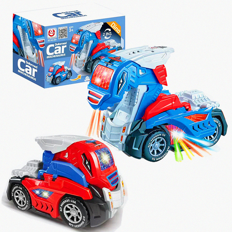 New cross-border trade light music electric universal deformation dinosaur car park street stall night market children's toy car full figure
