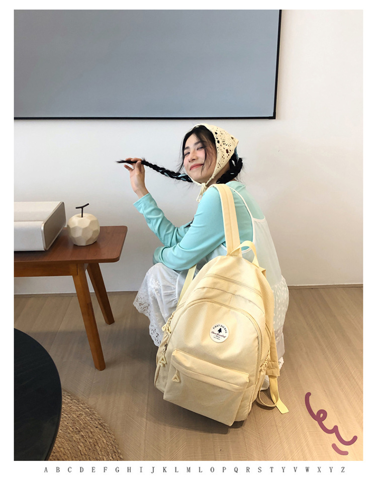 简约书包百搭女日系ins学生包初中高中双肩包大容量校园甜美背包详情41