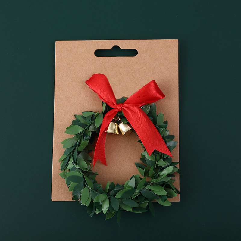 新款蝴蝶结叶子花环铃铛圣诞树配件圣诞节礼品盒装饰平安装装饰细节图