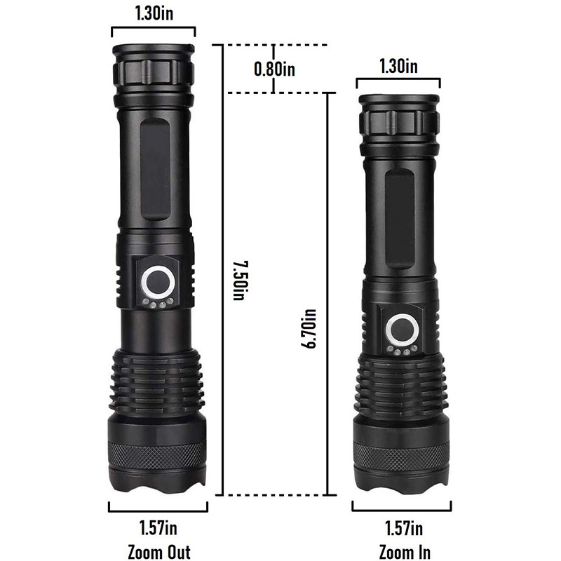 Factory wholesale cross-border P50 high-intensity flashlight, aluminum alloy outdoor fishing lamp, rechargeable zoom USB flashlight details Picture