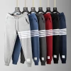 TB FOG Trendy couple four-bar striped pure cotton sweatpants Sporty casual trendy men's outfit Foot pants Long Pants Trendy brand details Picture