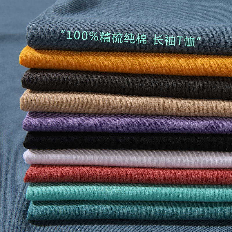 Long-sleeved T-shirts for men and women, pure cotton spring autumn jackets for men, and Korean-style trendy cultural advertisement shirts with a base layer on Instagram Application Scenario