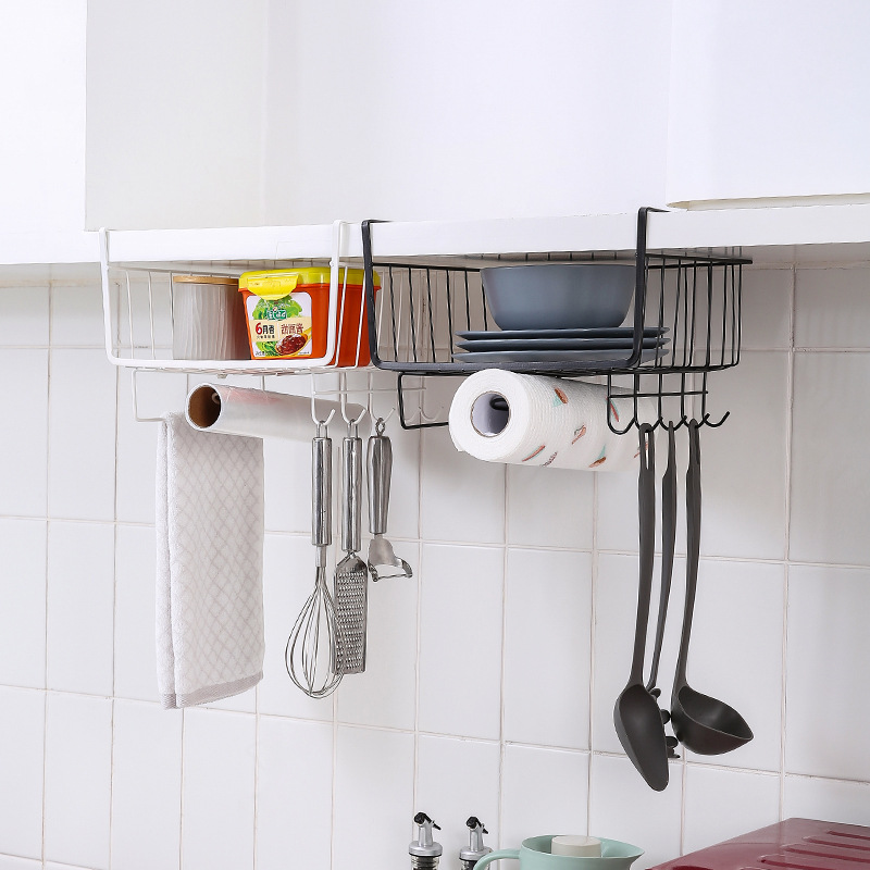 Household Closet Storage Rack Kitchen Cabinets Under The Hanging Shelf Compartment Hanging Basket Hanging Storage Organizer Household Storage Basket Specification drawing