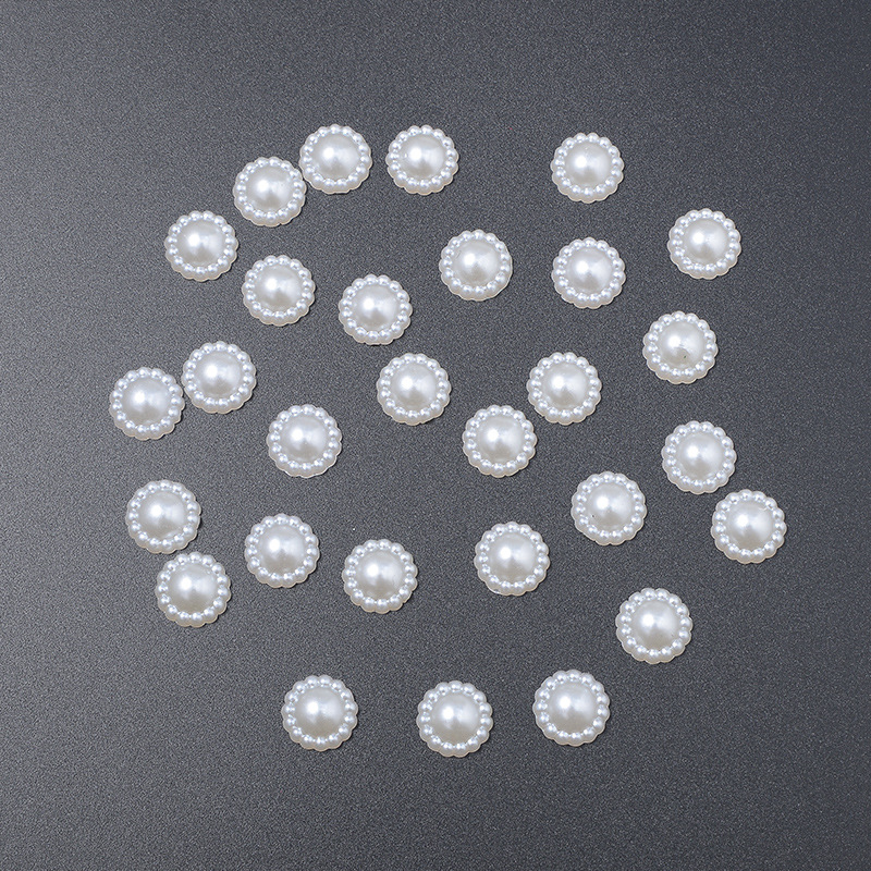 不掉色烤漆平底仿珍珠 diy饰品配件异形仿珍珠太阳花半圆形发饰详情7