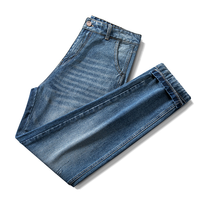 High-quality, retro and aged jeans for men, versatile, loose, straight American-style casual washed pants for men to cross borders details Picture