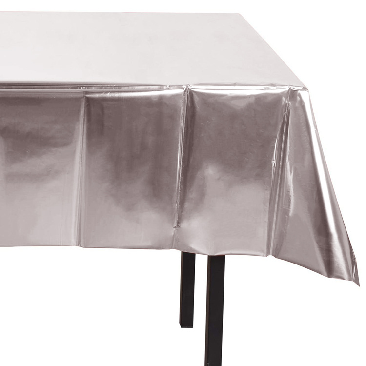 跨境亮面玫瑰金桌布 防水镭射铝膜聚会装饰一次性铝箔派对桌布详情图4