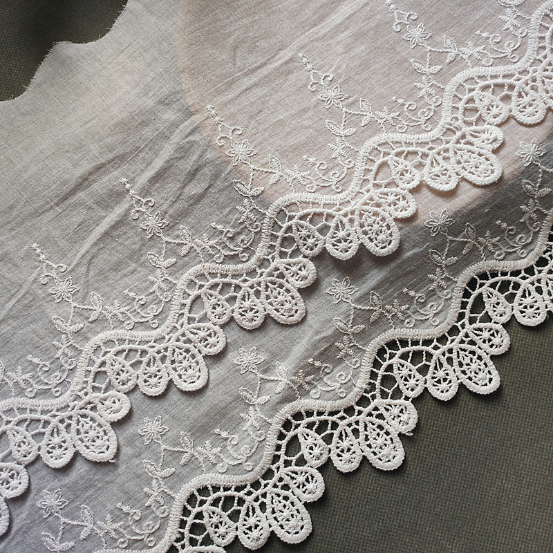 New hollowed-out pure cotton fabric with embroidered lace, handcrafted DIY clothing, home textile, decorative fabric, skirt hem, curtain accessories Specification image