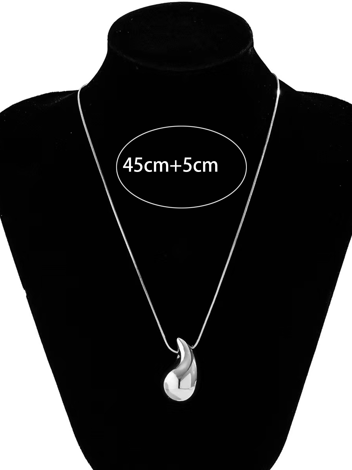 European and American cross-border jewelry, large teardrop comma-hanging punk necklace, exaggerated ins party teardrop glossy necklace Specification image