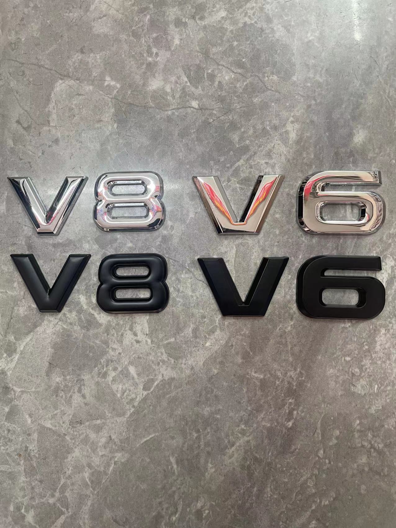 汽车金属贴标3D立体v6车标V8大排量标志 车尾标贴车贴装饰标