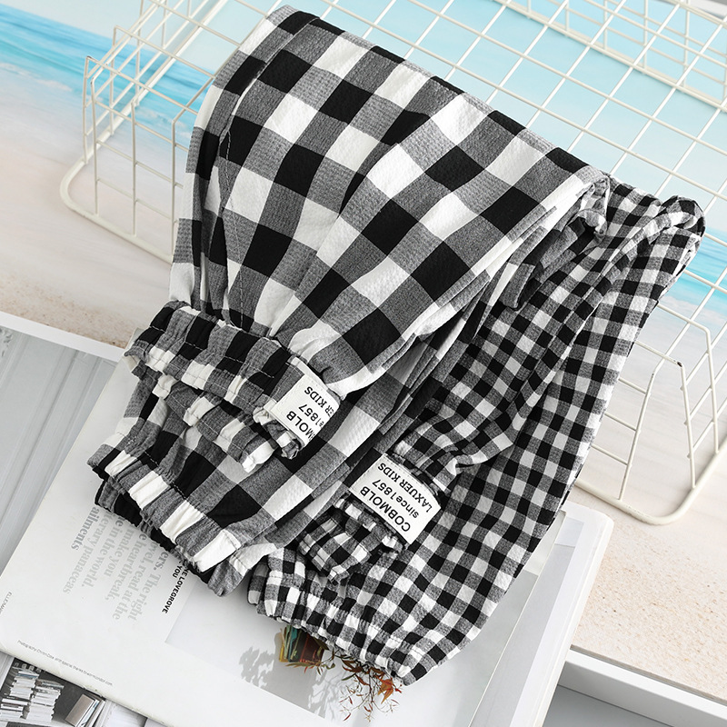 Girls' plaid casual pants, spring and autumn thin mosquito-proof pants, loose sports pants, stylish and versatile pants for middle and large children, trendy details Picture