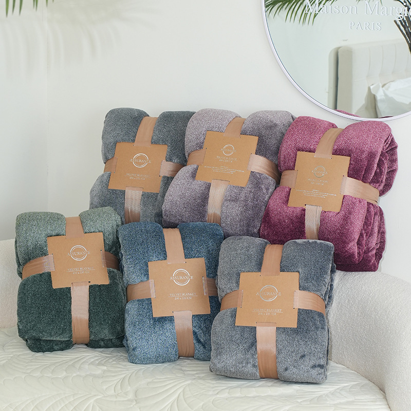 Solid Color Flannel Blanket Thickened Office Nap Blanket Air Conditioning Blanket Single Sofa Cover Blanket Blanket Blanket Blanket Quilt