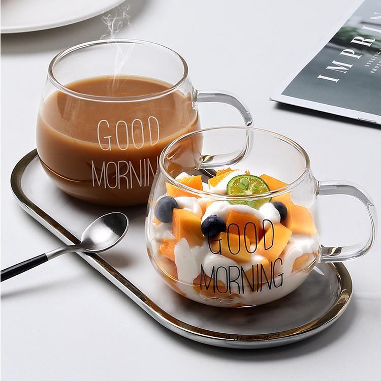 High Borosilicate Glass With Milk Breakfast Cup Large Capacity Round Fun Glass Glass Home Juice Milk Cup