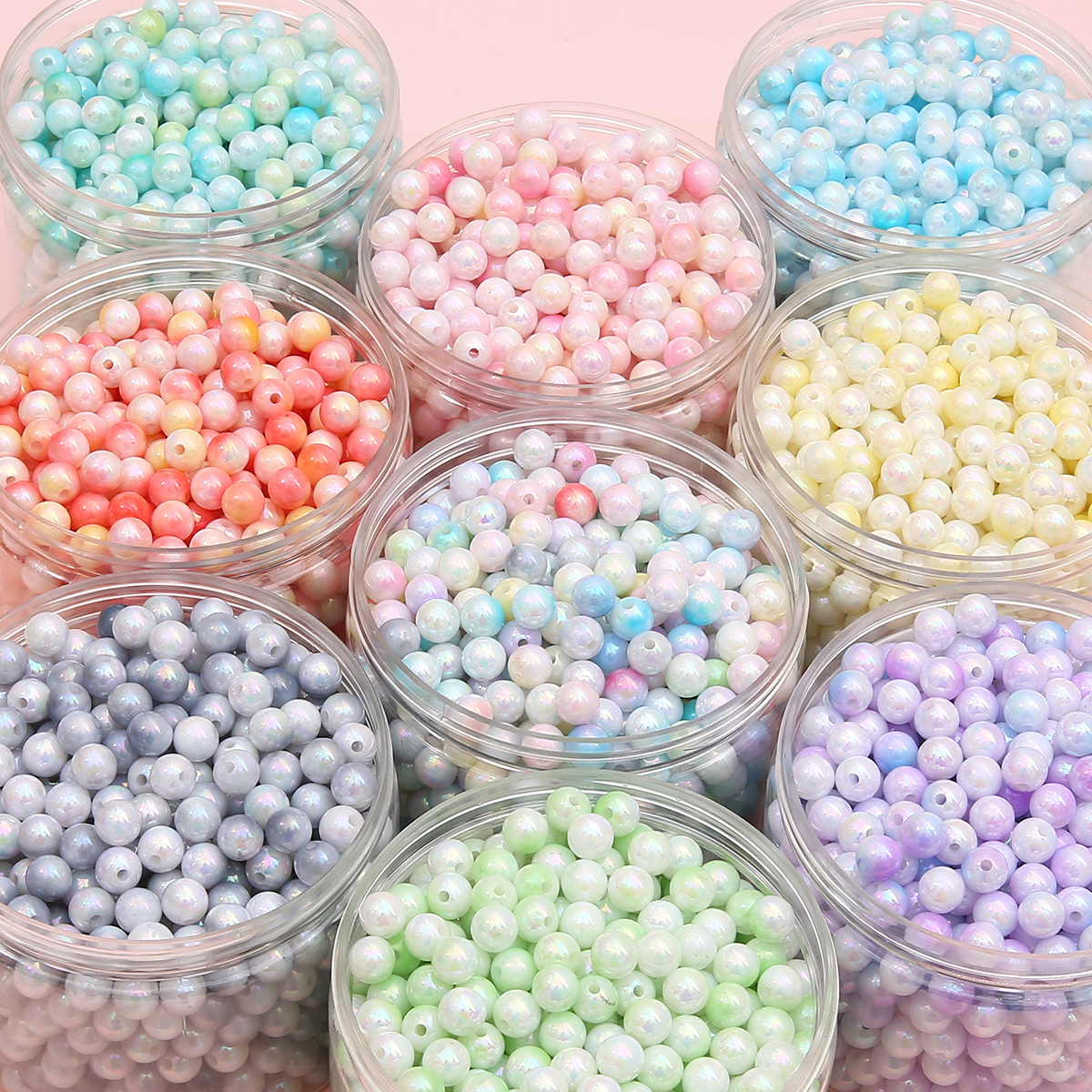 6Mm Acrylic Ab Color Gradient Two-Color Round Beads Diy Handmade Bracelet Jewelry Bead Loose Bead Bracelet Material details Picture