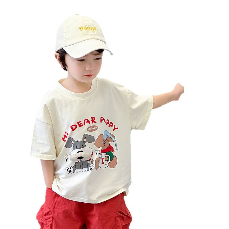 童装女童短袖韩版/男童夏装/T恤/童装男童短袖/t恤白底实物图