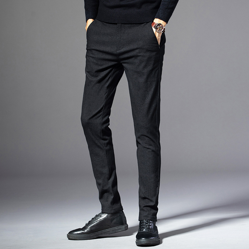 Men's casual pants 2022 Autumn/Winter new fitted business dress pants, small-leg pants, Korean-style dress pants, fashionable men's pants details Picture
