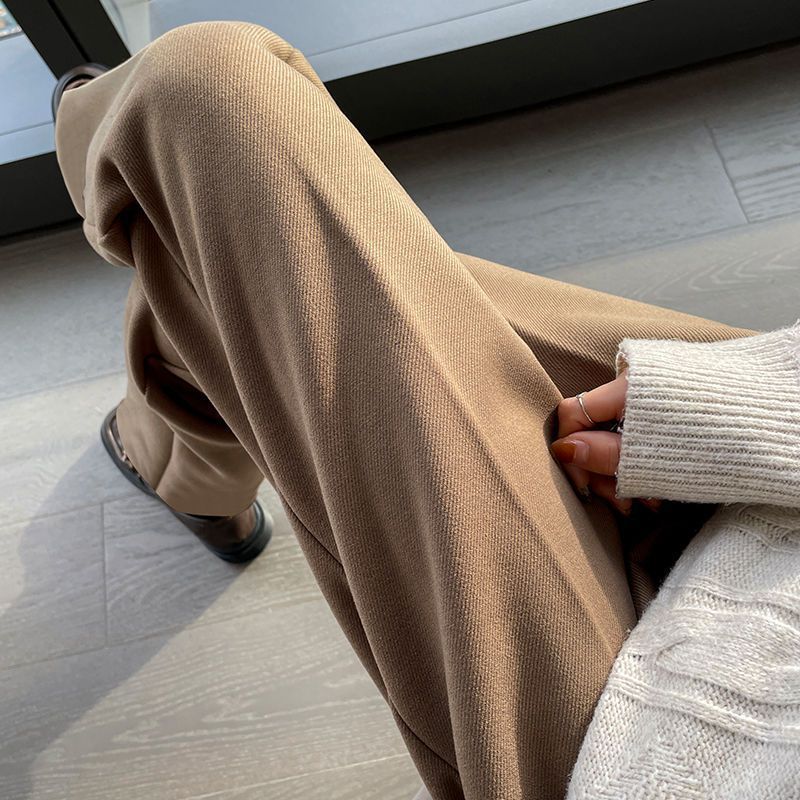 Dress Pants Women Wool Autumn And Winter 2023 New High-Waisted Thin Loose Haren Pants Casual Pants Plus Velvet Smoke Pipe Pants Specification drawing
