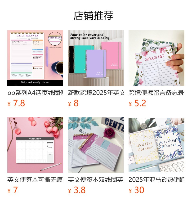 跨境英文笔记本高颜值A5线圈每日计划便签本随身便携学习日程记事详情1