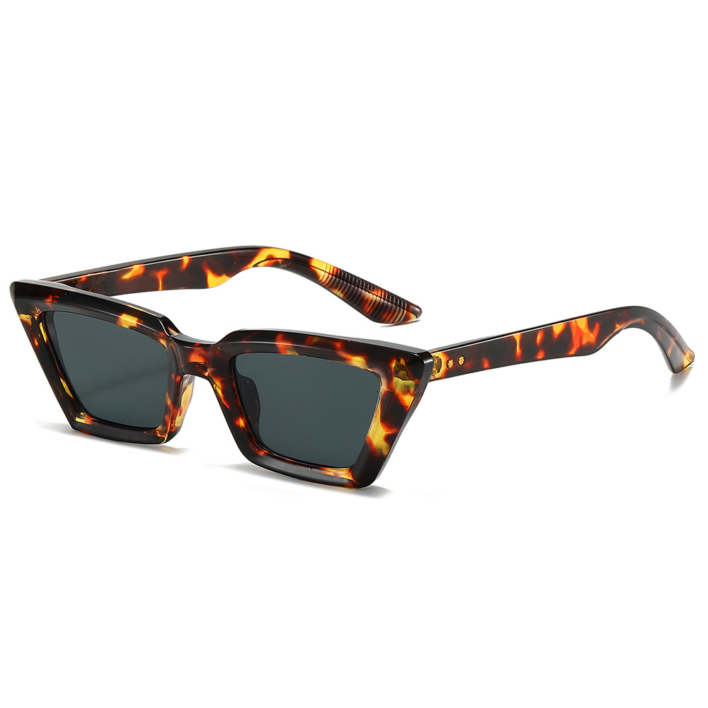 Retro small-framed cat-eye sunglasses for women, cross-border avant-garde ins high-end glasses, simple rice stud sun protection sunglasses, trendy details Picture