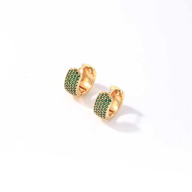 Kashi Accessories' cross-border best-selling, simple and fashionable ear buckles, European and American style gold-plated colored zircon earrings, stud earrings for women Item Picture