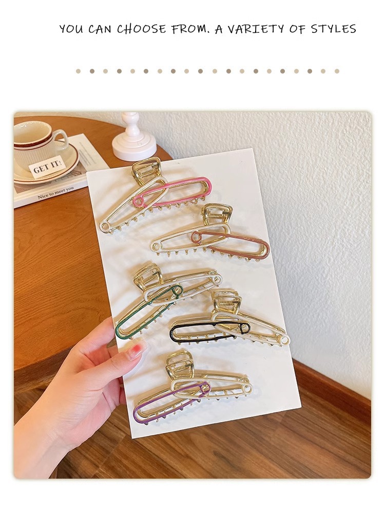 气质优雅金属别针发夹网红大号抓夹后脑勺盘发鲨鱼夹女头饰发卡详情1