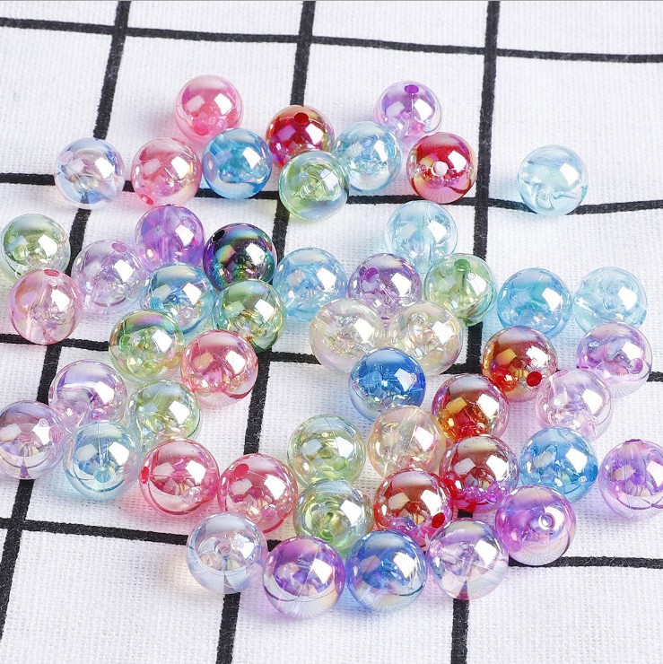 Factory self-sale of AB color acrylic accessories, transparent perforated round beads, string jewelry accessories, diy accessories wholesale details Picture