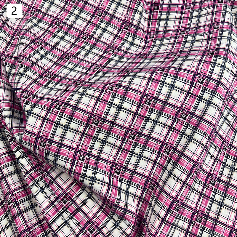 The fabric of the diagonal checkered printed dress has small checkered patterns on all four sides. It is a knitted fabric for export clothing, T-shirts, accessories and bags pic 9