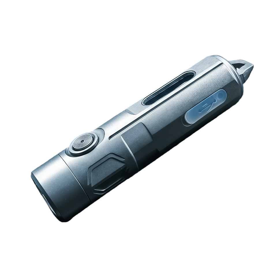 Titanium alloy edc flashlight, mini keychain, flashlight, small, portable, rechargeable, UV, multi-functional integrated device Item Picture