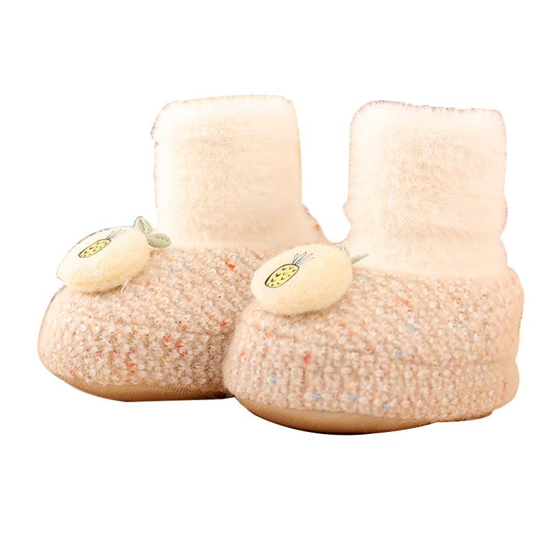 Baby shoes and socks for autumn and winter, soft-soled cotton shoes for boys and girls to learn to walk, 0-1 year old, 6-12 months old, thickened for newborns. 3 Item Picture