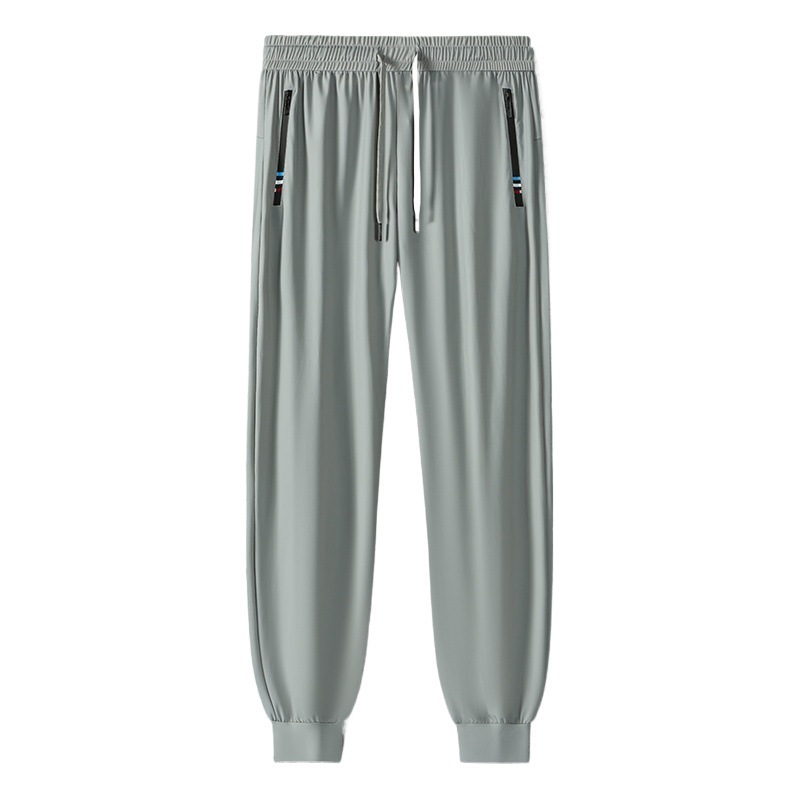 Summer Ice Silk 2025 New Thin high-end large size 9-inch breathable quick-drying tight-fitting straight-leg casual pants for men Item Picture