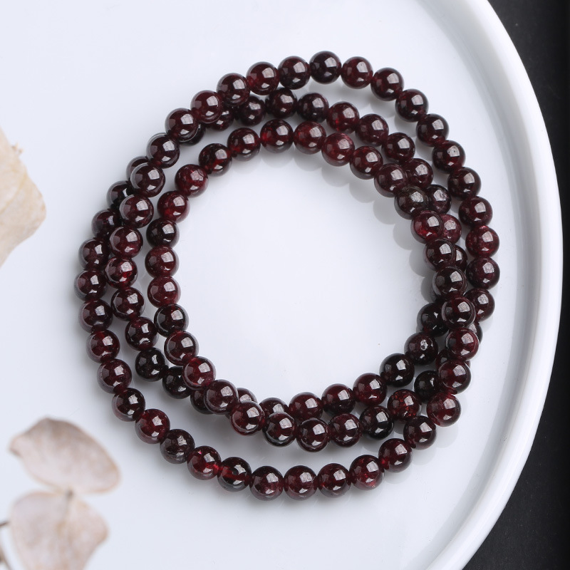 5.5mm natural purple-toothed garnet bracelet multi-circle women's style Indian purple three-circle crystal bracelet accessory wholesale