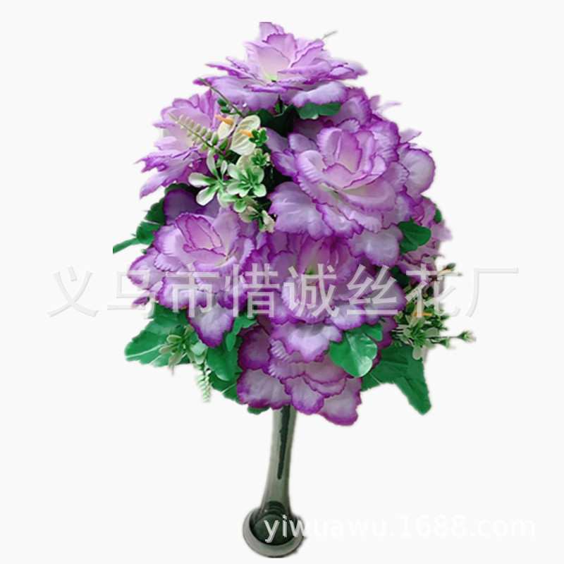 Qingming sacrificio sacrificio a los antepasados venta directa de fábrica simulación rosa flor decoración interior y exterior arte floral 18 tenedores peacock mae