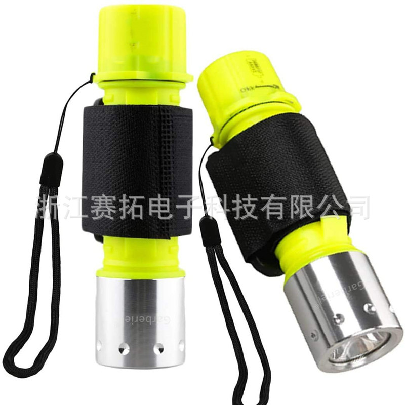 Cross-border T6 diving light, underwater work light, high-intensity flashlight, waterproof flashlight, anti-drop hand strap, arm strap details Picture