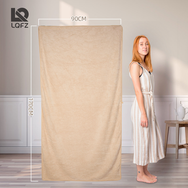The large teak bath towel, the same style as Douyin, 90*170 household, enlarged and thickened adult bathing beach towel details Picture