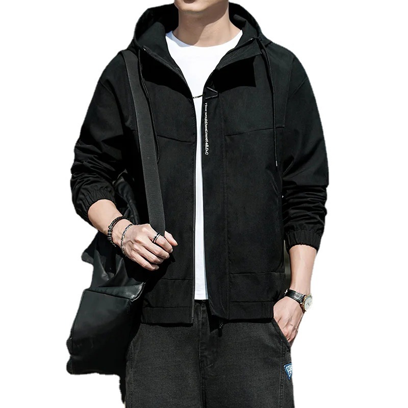 Autumn 2022 New Men's Jacket Large Size Coat Fashion Casual Hooded Top Tooling Thin Autumn Clothes Item Picture