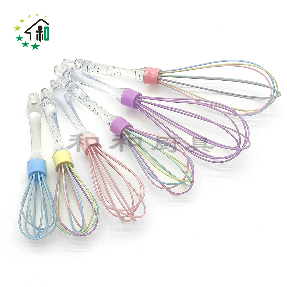 14 "silicone hand-held color clear handle whisk mini Hand kitchen mixer Egg beater full figure