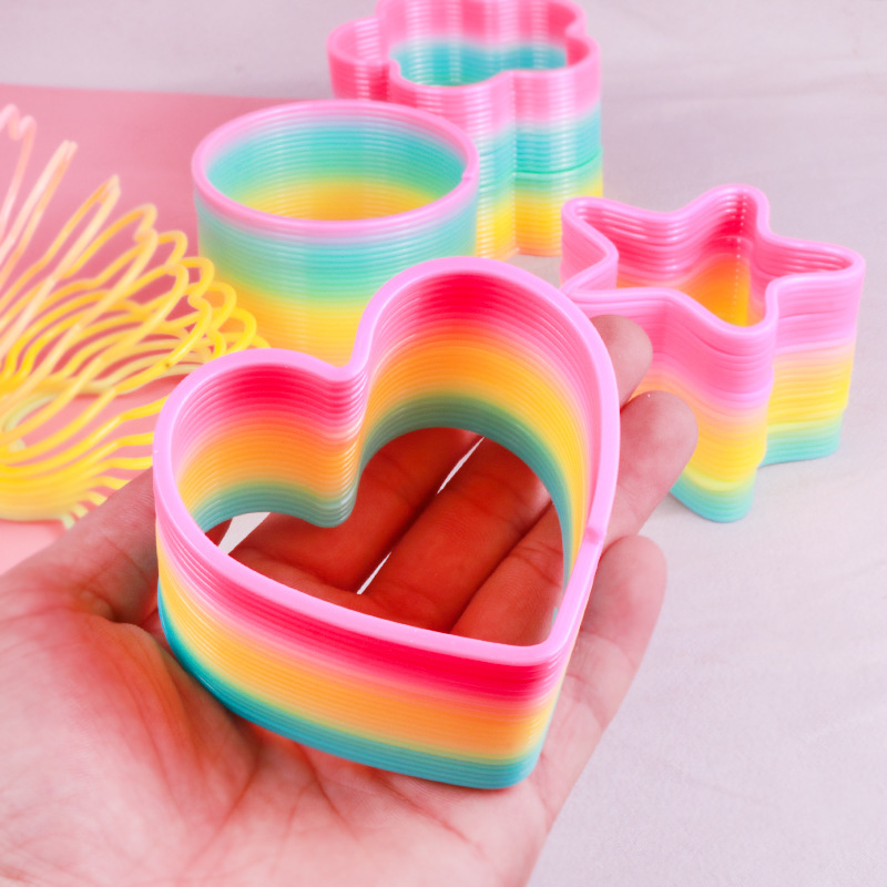 Large Special-Shaped Rainbow Ring Toy Children's Hot Love Star Rainbow Spring Stack Ring Stall Supply details Picture